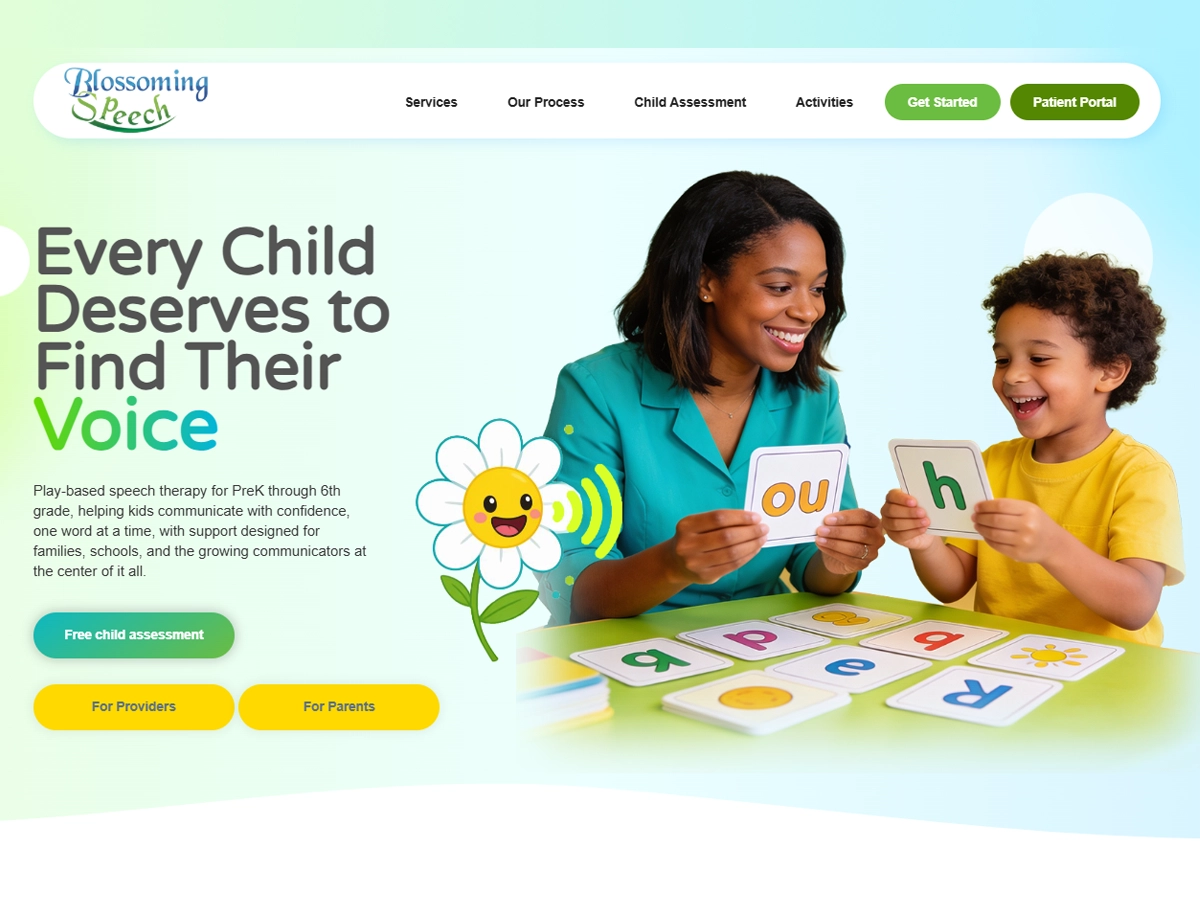 Blossoming Speech website homepage